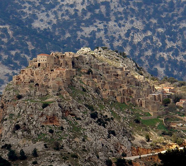 Anavatos medieval abandoned village in Chios with dramatic stone landscape